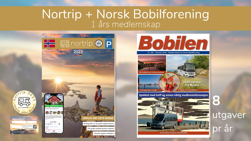 🇳🇴 Nortrip-guiden og Norsk Bobilforening - 1 års medlemskap (Ferdakveld-rabatt)